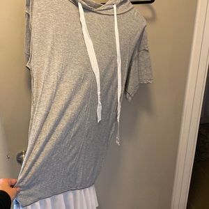 Hooded t shirt dress with a little frill!